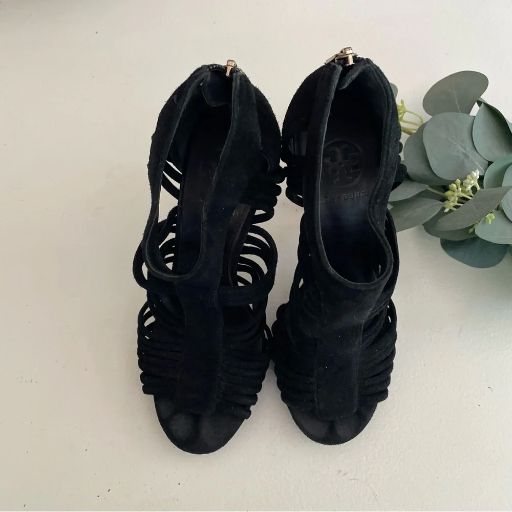 Tory Burch Sigourney Caged Suede Heels